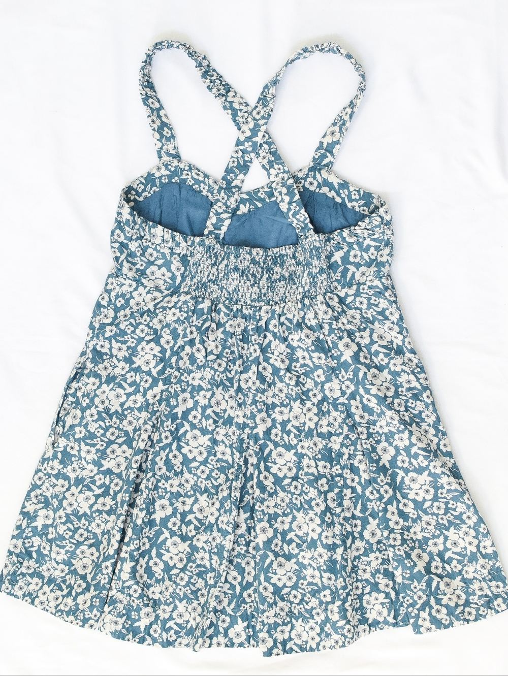 Anthropologie Maeve Floral Sweetheart Mini Dress Babydoll Criss Cross Back Sz M - Picture 6 of 10